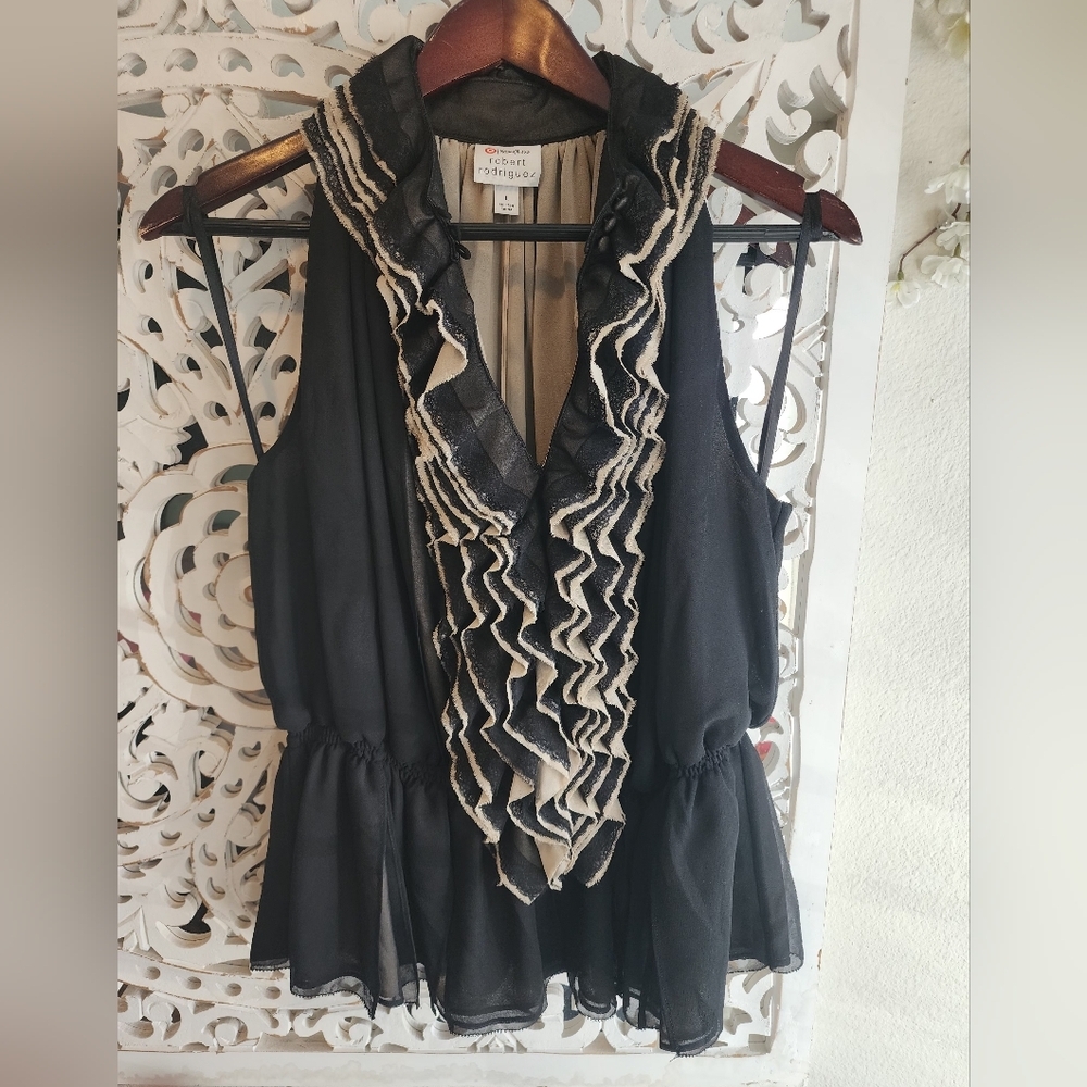 Robert Rodriguez for NeimanMarcus + Target Black & Beige Sleeveless Peplum Large - Picture 16 of 16